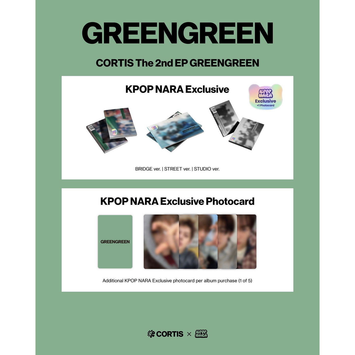 KPOP NARA 美國通路 CORTIS The 2nd EP GREENGREEN 全新未拆專