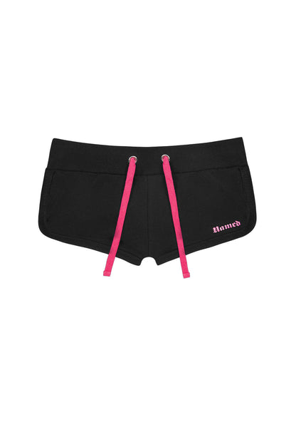 ACCEPTING TIPS RHINESTONE MICRO RACER SHORTS BLACK