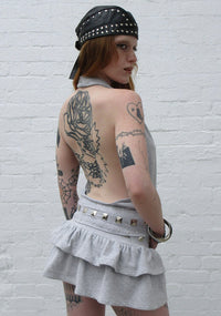 SLEAZE STUDDED RUFFLE MICRO SKIRT GREY MARL