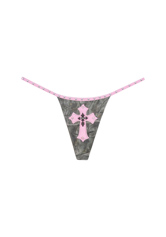 SPOILT CONTRAST THONG TREE CAMO