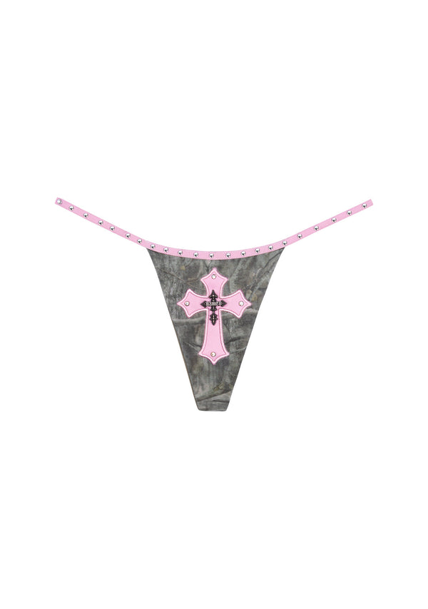 SPOILT CONTRAST THONG TREE CAMO
