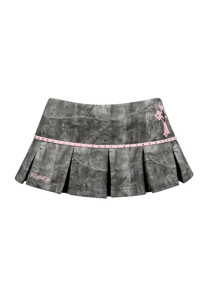 SPOILT PLEATED MICRO SKIRT TREE CAMO