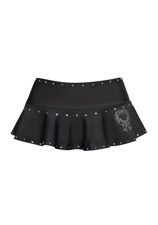 VENDETTA STUDDED MICRO SWIM SKIRT BLACK